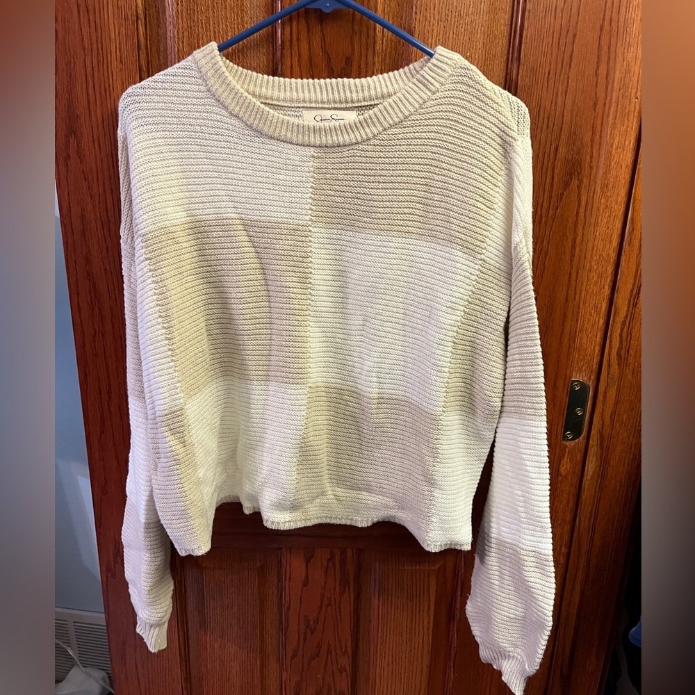 Beige Checkered Jessica Simpson Sweater M
